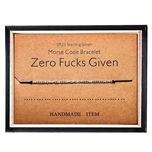 KGBNCIE Inspirational Gifts for Women, Morse Code Funny Gifts Bracelets for Women, S925 Sterling Silver Morse Code Bracelets Friend Gifts - style: 2-Zero F**ks Given