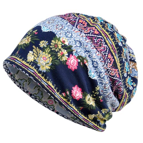 Women's Baggy Slouchy Beanie Chemo Hat Cap Scarf - color: 3 Pack-multicolor C
