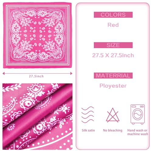 DOOBO Satin Head Scarf - 27.5 Inches Silk Bandana Hair Wrap Square Scarf for Women & Girls - color: Hot Pink