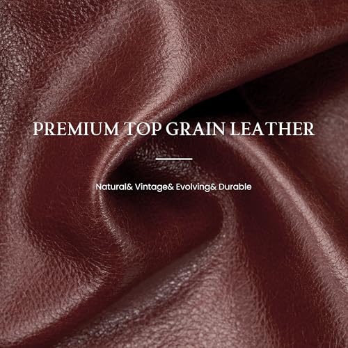 befen Vintage Genuine Leather Satchel Tote Bag for Women, Top Handle Handbags Leather Purse, Large Shoulder Crossbody Bags - color: Red Brown