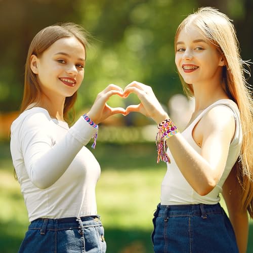 LanMa Woven Friendship Bracelets for Kids Girls Wowen, 12 Pack Handmade Adjustable Friendship Bracelet with Knot, Multicolor Braided Bracelets for End of Year Gifts/Birthday Gift/Party Favor