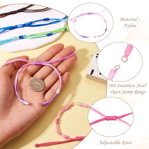Adjustable Slider Bracelets Colorful Half Finished Bracelets Adjustable Beaded Bracelets DIY Friendship Bracelets for Women Jewelry Making Gifts Supplies - color: Light Colors