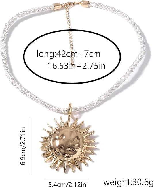 Exquisite Gold Sun Pendant Red Rope Necklace - Retro Round Coin Necklace - Ladies