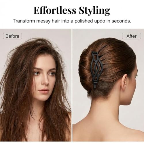 Vintage French Barrette Clips - 3 Pack Hair Accessories for Women & Girls, Non-Slip Crossover Hair Clips Suitable for Thick to Thin Hair (Mix-3PCS: H) - color: Mix-3PCS: H