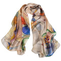 100% Mulberry Silk Women's Neck Silk Scarf-Lightweight Shawl,FLoral Print Beach Silk Wrap-Scarves for Photography - color: Beige