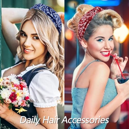 VELSCRUN Bandana Knotted Headbands for Women 12 Pack Gilrs Fashion Head Bands Solid Womens Hair Band Non Slip for Thin Thick Short Hair Face Wash Hair Accessories - color: Headband 50
