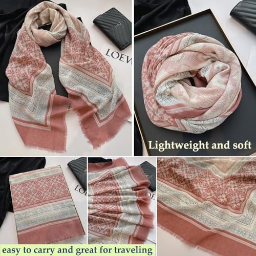 K-Elewon Large Square Scarf 51" Cotton and Linen Hand feel Scarf Fashion Scarves Hair Wrapping Scarfs Neck Scarves for Women - color: H2306