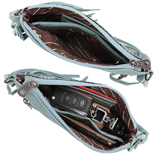Montana West Western Purse for Women Crossbody Bag Wristlet Clutch Purse - color: A3turquoise