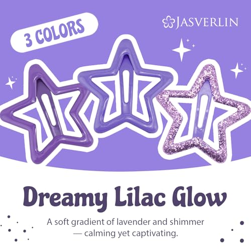 JASVERLIN 36 Pcs Star Hair Clips, Y2k Cute Snap Barrettes for Women Thin Thick Hair, Colorful Kawaii Girls Rave Accessories Glitter Non Slip Metal Hairclips Assorted Sizes (Purple) - color: Purple
