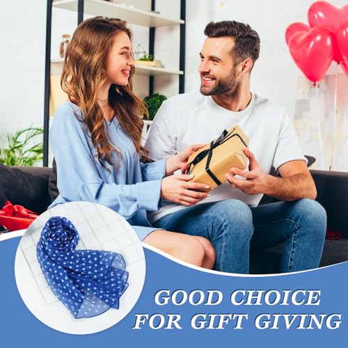 E-Clover Unique Fashion Women's Scarf Chiffon Sheer Scarves for Women Lightweight - color: Blue Polka Dot-01