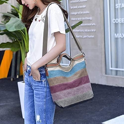 CVFAJI Women's Canvas Hobo Handbag, Multi-Color Tote Crossbody Bag | Shoulder Bag, Top Handle, Tote, Crossbody, Casual Messenger