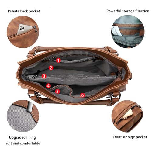 lapsting Hobo Bags for Women Handbags Purse Ladies Boho Shoulder Bag Crossbody Purses Faux Leather - color: G - 15inch Brown - Black Metal