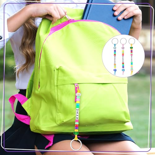 Landical 564 Pcs DIY Bead Keychain Kit Key Chain Making Craft Adjustable Letter Beads String Mama Gift Alphabet Bead Jewelry Key Ring Backpack Accessories for Party Favor(Classic,Candy Color) - color: Candy Color, style: Classic