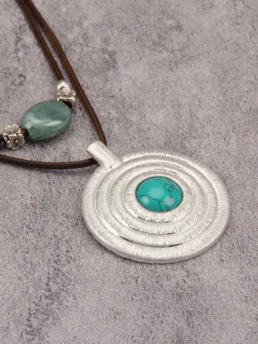 GelConnie Boho Necklaces for Women Cowgirl Necklace Stone Leather Cord Pendant Necklaces With Beads Long vintage Layered Choker Necklace - style: Chunky Boho Long Necklace
