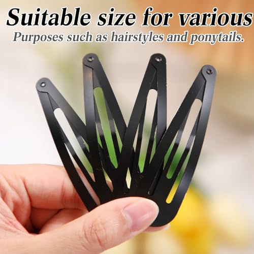 WILLBOND 30 Pieces 3.1 Inch Large Metal Snap Hair Clips Nonslip Barrettes Women Hair Accessories(Black) - color: Black, style: Minimalist