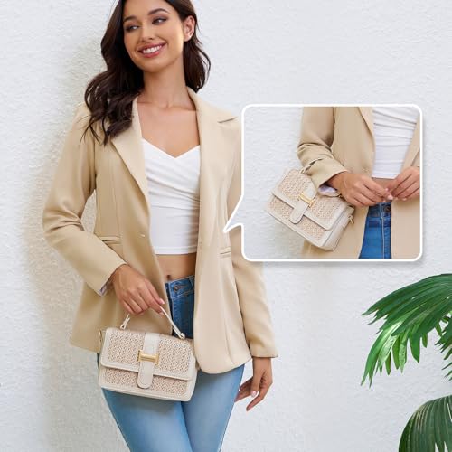 Straw Crossbody Bags for Women Summer Straw Clutch Bag Woven Beach Purse Vacation Handbags | Straw - color: A Beige