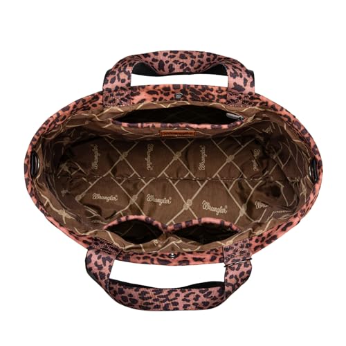 Montana West Wrangler Large Tote Bag for Women Designer Leopard Print Purse for Travel Work Gym - color: Pink