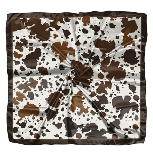 Scarf Silk Feeling Square Satin Head Hair Scarf Wrap 27.5 Inches Headwear Aesthetic Cute Decoration Women Girls - color: V-7-cowhide