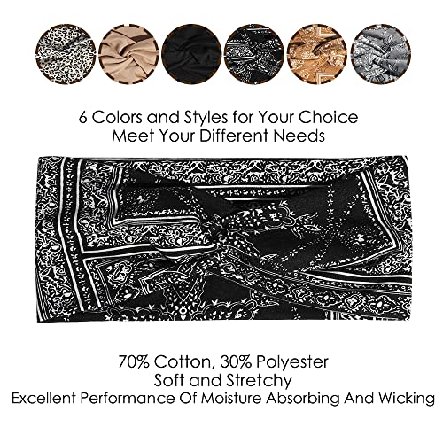 Artilady 6 Pack Boho Headbands for Women - Wide Bandana Headband Non Slip Stretchy Cheetah Paisley Print Turban Headwarp Twisted for Girls - color: 6pcs Paisley