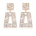 Rhinestone Rectangle Statement Earrings Colorful Crystal Geometric Drop Dangle Earrings for Women Prom Party - color: Clear