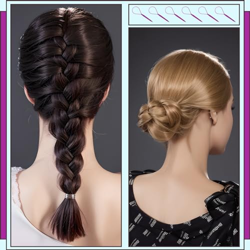 Teenitor 4pcs Pony Hair Tail Accessories, 2 Pairs French Braiding Tool, Turvy Styling Tool for Women Girls, Ponytail Pull Through Tool Purple/Blue - color: Purple/Blue