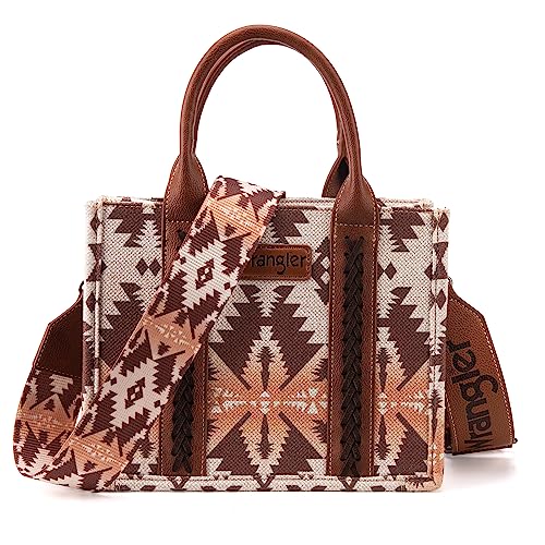 Wrangler Aztec Tote Bag for Women Boho Shoulder Purses and Handbags - color: Angel Diamond Camel (Guitar Strap)