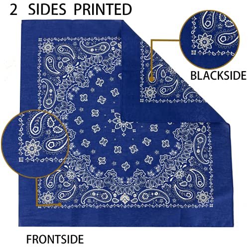 6 Pack 12 Pack Bandanas 2 Sides Printed 22inch Unisex Cowboy Kerchiefs - color: Blue Grey-6 Pack