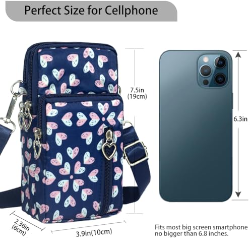 JANKS Small Crossbody Bag for Women - Mini Phone Purses with Crossbody Strap and Wallet - Nylon Arm Bag - color: C-burst With Joy