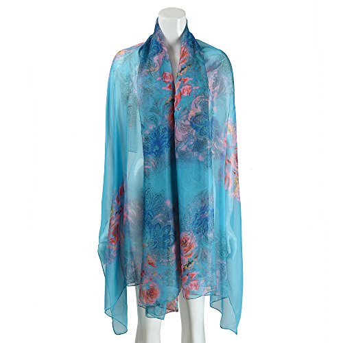 Womens Sexy Bohemian Floral Beach Cover Up Sarong Wrap Swimsuit Beachwear - color: Lake Blue
