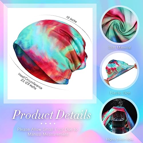 SATINIOR 5 Pieces Women's Slouchy Beanie Chemo Hat Stretch Cancer Head Wraps Sleep Head Scarf for Cancer Patient - color: Multicolor, style: Tie Dye