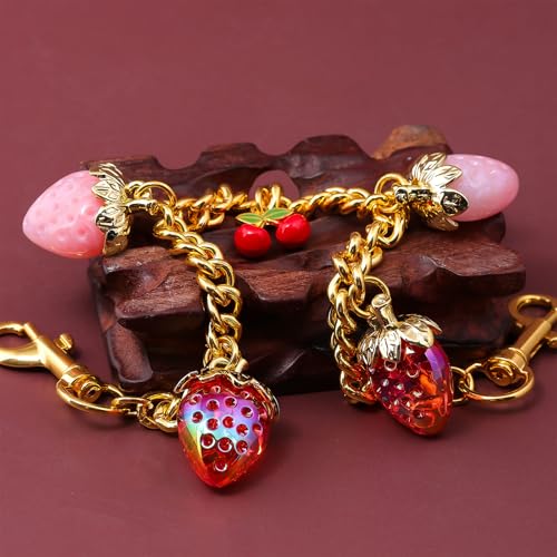 Bag Purse Charms Chain for Handbags Women's Pants Wallet Gold Link Bag Chain Keychain Y2K Accessories - color: Cherry Strawberry