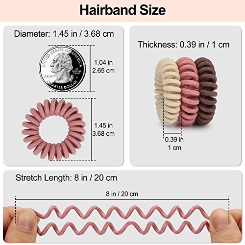 JessLab Spiral Hair Ties, 20 Pcs Traceless Phone Cord Hair Ties No Crease Spiral Bracelet Plastic Coil Ponytail Holders No-Damage Headband Hair Accessory for Girls Women Ladies Gift (Fabric Covered) - color: Fabric Covered
