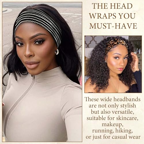 4 Pack Wide Headbands for Women Cute Boho Headband Stripe Knotted Turban Head Bands Soft Hair Wraps African Head Scarf Fashion Turban Hairband Large Scarf Headband For Women’s Hair Accessories - color: Style 118