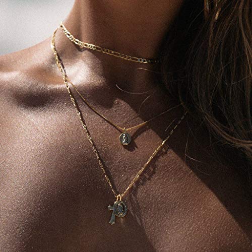 6PCS Layered Gold Necklaces for Women Trendy, 18K Gold Plated Cross Pendant Necklace Set, Vintage Chunky Gold Necklace Stack for Women Jewelry Gifts - style: Layered Cross Necklace A