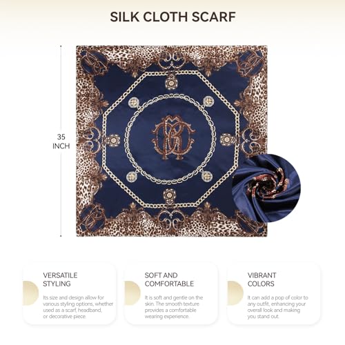 Head Scarf for Women Hair - 2 Pack 35" Square Satin Scarf, Silk Hair Scarf for Women Head Wrap for Sleeping - color: Royal Blue & Cardinal Red