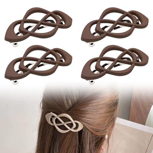 Vintage French Barrette Clips, 2025 New 4 Pack Hair Accessories for Women & Girls, Thick to Thin Hair (C) - color: C