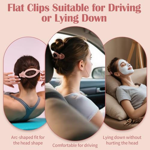 9 Pack Flat Hair Clips for Women, Matte Claw Clips for Thick & Thin Hair (Pink) - color: Pink-Regular