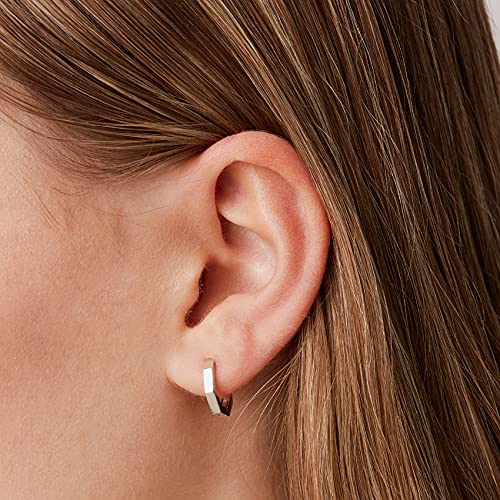 PAVOI 14K Gold Plated Chunky Huggies Earrings for Women - 925 Sterling Silver Posts Small Gold Huggie Hoop Earrings - Ultra Thick Hoops Trendy Jewelry - style: Geometric