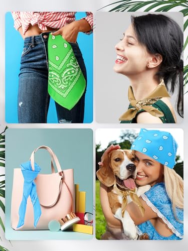 Unittype 36 Pieces Paisley Bandana Cowboy Bandanas Sports Novelty Headband Square Scarf Outdoor for Western Party Costume - color: Lake Blue,light Green Beige,black, style: Simple Style