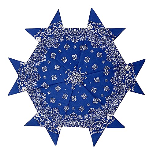 6 Pack 12 Pack Bandanas 2 Sides Printed 22inch Unisex Cowboy Kerchiefs - color: Blue Grey-6 Pack