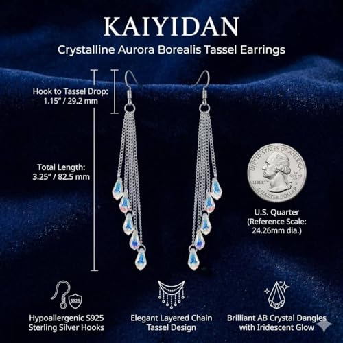 Silver Dangle Earrings For Women Trendy,Boho Cute Drop Western Earings,Vintage Gothic Ethnic Statement Beach Vacation Long Earrings with Leaf Teardrop Turquoise Crystal Tassels,Fashion Jewelry Birthday Gift. - color: A11) Crystal Chain Tassels