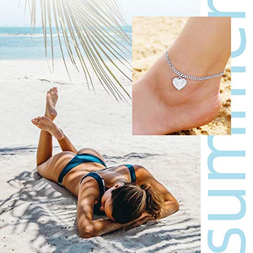 ChainsHouse Ankle Bracelets for Women, Stainless Steel Chain Anklets Waterproof, Women Summer Beach Jewelry Gift, Come with Box - color: 11. 6mm-Flat Marina-Steel