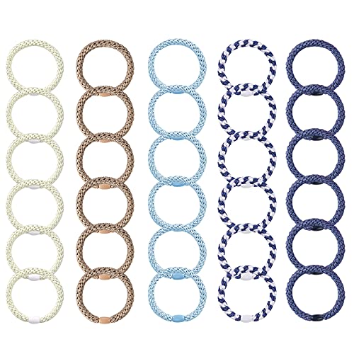 Funtopia 30 Pcs Hair Ties for Thick Hair - Bracelet Ponytail Holders, High Elastic Sports Accessories for Girls and Women, Mixed Color - color: 7.Mix