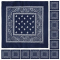 Falari 12 Pack Bandanas Multipurpose Cotton Novelty Paisley Bandana Headband for Cowboy Men Women 22 x 22 - color: Navy