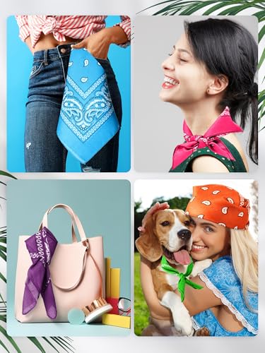 Unittype 36 Pieces Paisley Bandana Cowboy Bandanas Sports Novelty Headband Square Scarf Outdoor for Western Party Costume - color: Mix Color, style: Simple Style