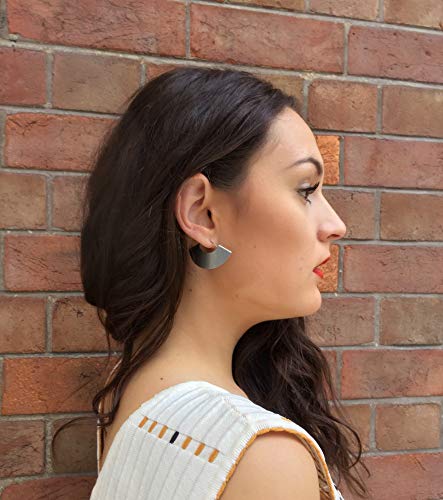 Lightweight Boho Bohemian Fan Earrings for Women Geometric Dangle Drop Half Round African Tribal Ethnic Jewelry - color: Metallic+Gold / 1.6"x1"
