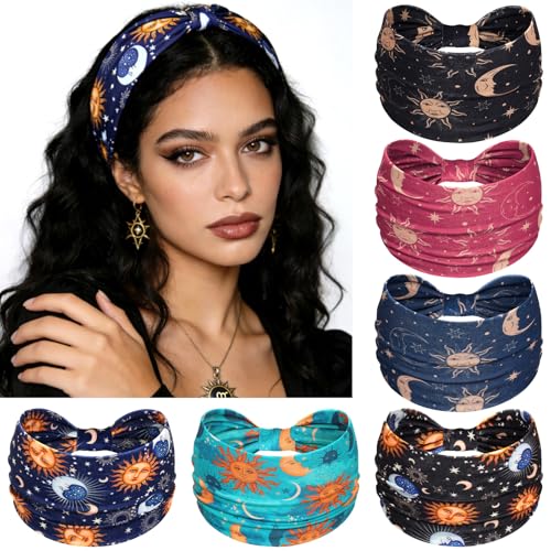 Awumbuk Wide Headbands for Women Knotted No Slip Head Bands Soft Turban Headband Hair Accessories Boho African Solid Color Head Wraps for Women Yoga Workout (Bright cyan) - color: Bright cyan