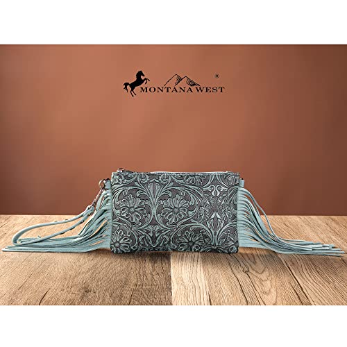 Montana West Western Purse for Women Crossbody Bag Wristlet Clutch Purse - color: A3turquoise