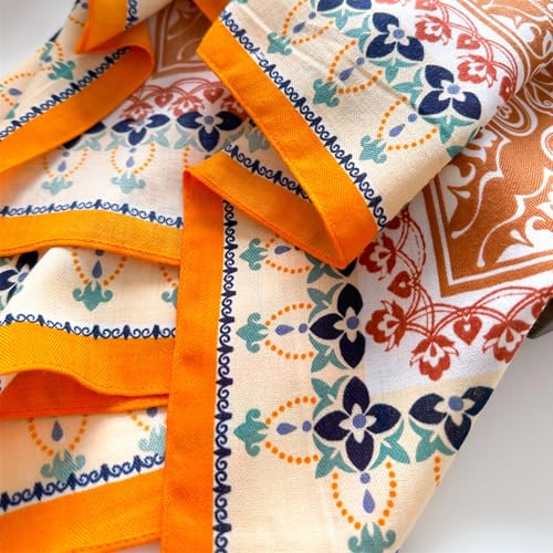 35" Head Scarf Large Square Scarf Like Cotton Hairscarf Fashion Scarves Bandana Night Sleeping Wraps for Women B01 - color: Orange Paisley