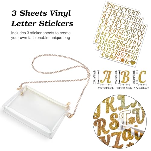 Clear Purse for Women Stadium Approved, Trendy Cute Clear Crossbody Bag, Stickers DIY Stadium Bag for Concerts, Game Day, Sports, Festival